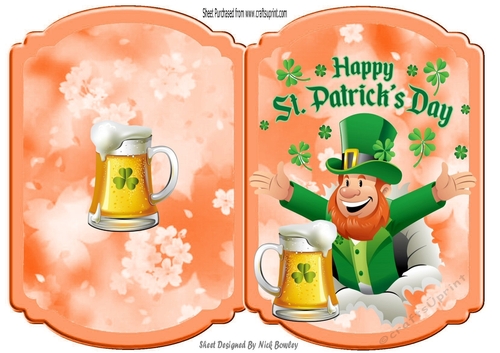 Leprechaun with his beer folded bracket card