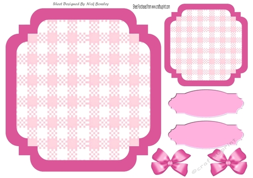 Pink Check with border  8x8 card front