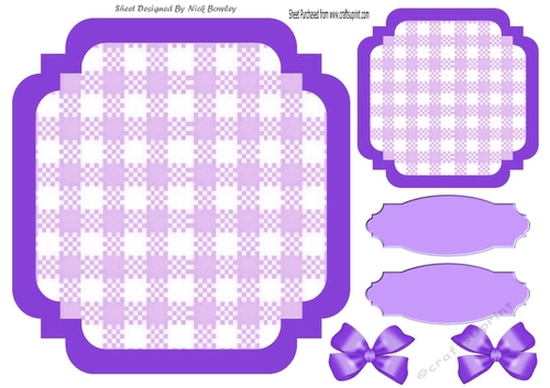 Purple Check with border  8x8 card front