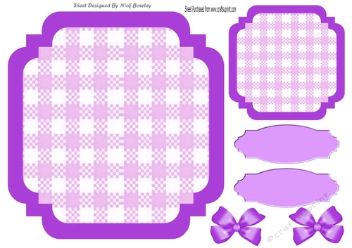 Lilac Check with border  8x8 card front