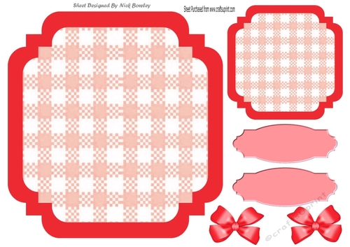 Red Check with border  8x8 card front