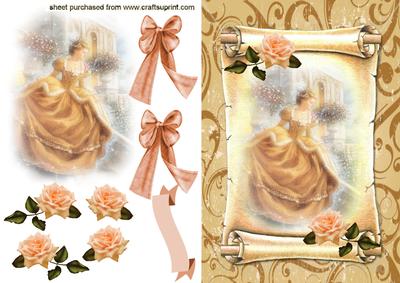 Elegant Lady in the Garden on a Scroll