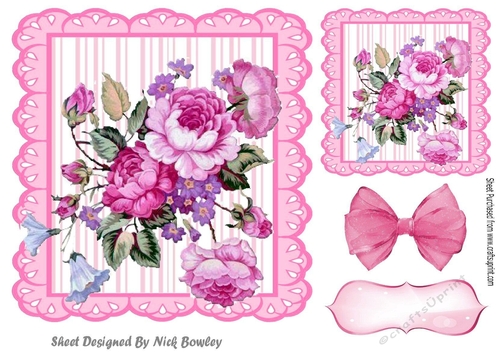 pink stripe eyelet frame 8x8 with pink shades of peonies