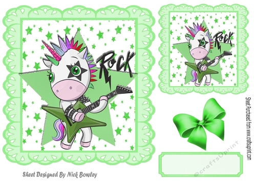 Green star and eyelet frame 8x8, with rock unicorn (two)