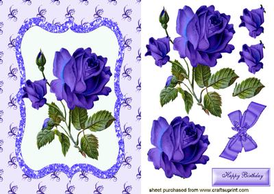 Pretty Purple Rose in Diamonte Frame