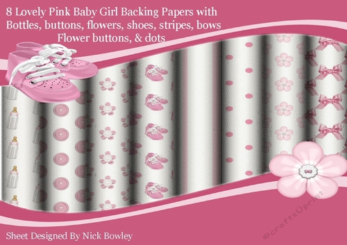 8 Baby Girls Backing paper a variety in pink