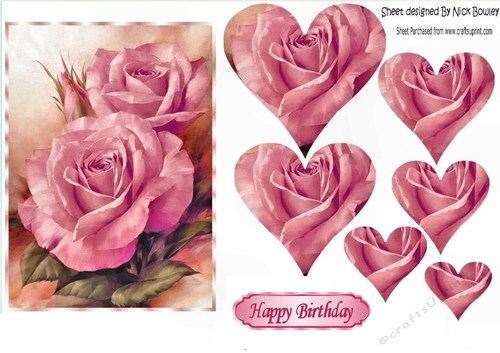 Pink roses with hearts 