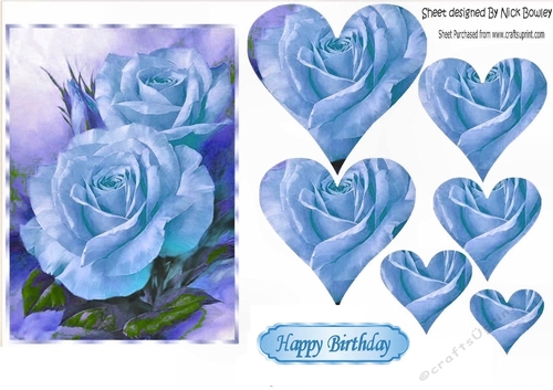 Blue roses with hearts