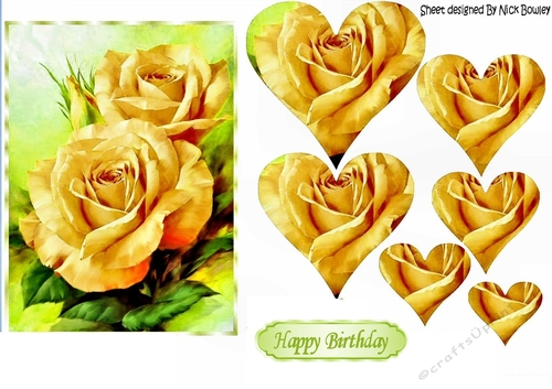 gold roses with hearts