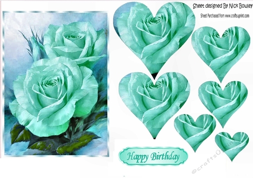 Turq roses with hearts