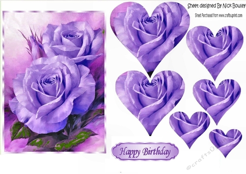 purple roses with hearts