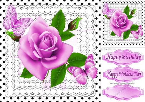 Pink roses polkadots, & lace 8x8