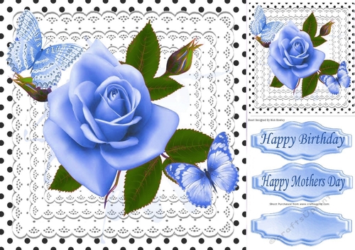 blue roses polkadots, & lace 8x8