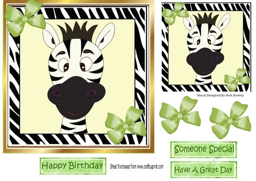 Funny face zebra in 7x7 frame