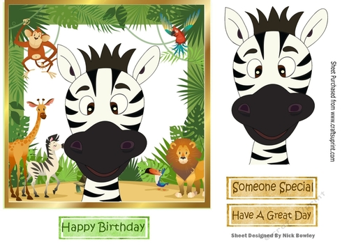 Funny face zebra in jungle animals frame 7x7