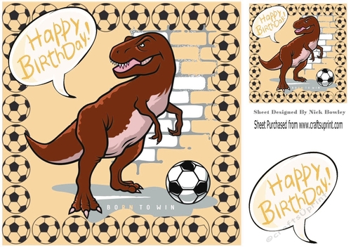 A dino footballer , born to win! 8x8 (brown)