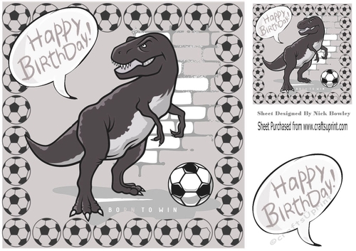 A dino footballer , born to win! 8x8 (grey)