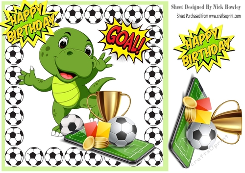 Crocodile footie player with gold cup 8x8