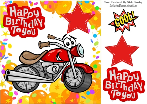Lovely red toony motorbike in balloon frame 8x8