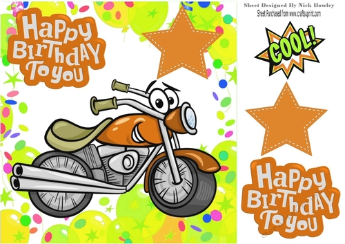 Lovely gold toony motorbike in balloon frame 8x8