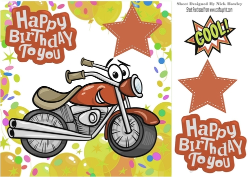 Lovely brown toony motorbike in balloon frame 8x8