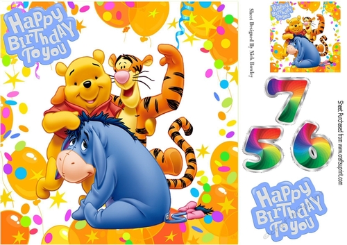 pooh and friends lets party in balloon 8x8 frame