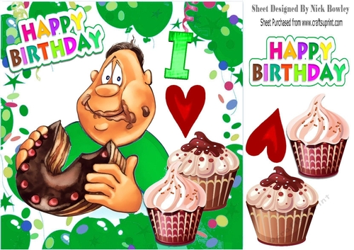 I Love Cakes! Party time in green balloon frame 8x8