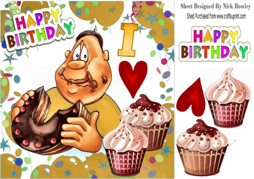 I Love Cakes! Party time in gold balloon frame 8x8