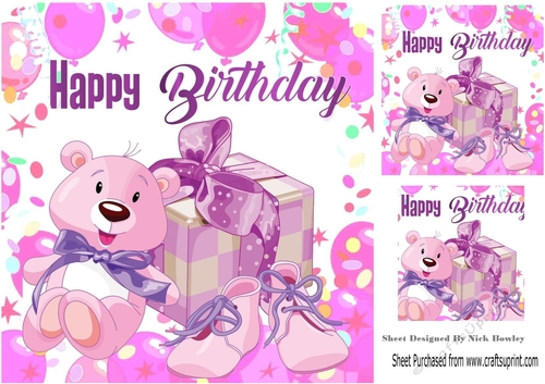 Teddy baby shoes in pink balloon frame 8x8