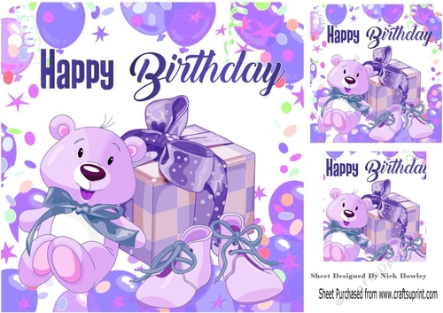 Teddy baby shoes in purple balloon frame 8x8