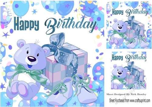 Teddy baby shoes in blue balloon frame 8x8