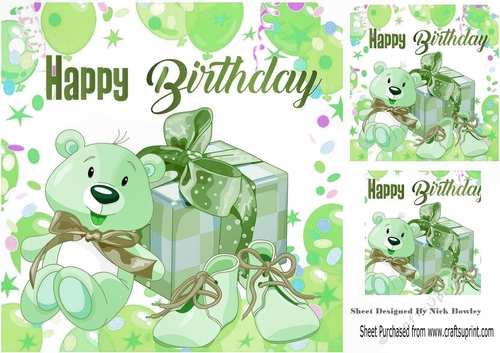 Teddy baby shoes in green balloon frame 8x8