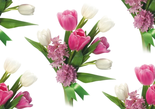 Coloured tulips with flowers backing paper (big)