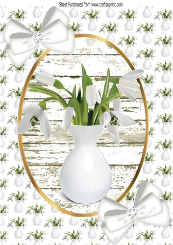 pretty white lilies in a vase topper backing paper A4