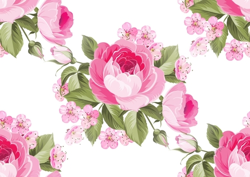 Pink peonies with buds and flowers backing paper (big)