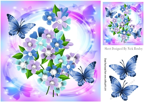 pretty shades of flowers & butterflies in pretty purple 8x8 frame