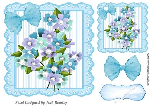 Pretty spring flowers in 7x7 frame with sky bows