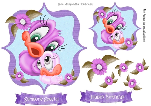 Cute little birds mothers love with flowers toppers ( two)
