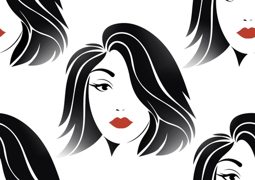Lovely modern girl black/red backing paper (big) two