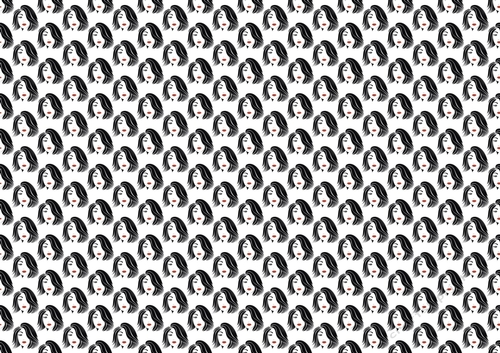 Lovely modern girl black/red backing paper (small) two