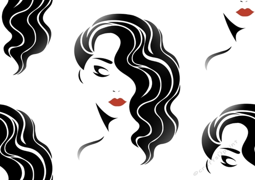 Lovely modern girl black/red backing paper (big) three