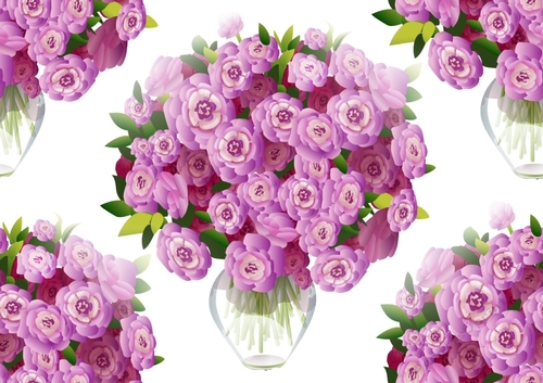 Beautiful shades of pink flowers in glass vase  (big) backing paper