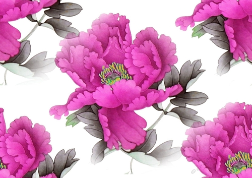Pretty exotic cerise pink and grey flowers backing paper (big)