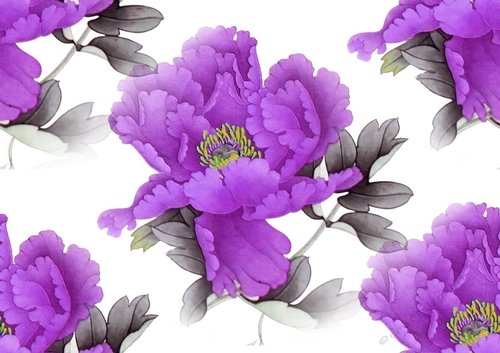 Pretty exotic purple and grey flowers backing paper (big)