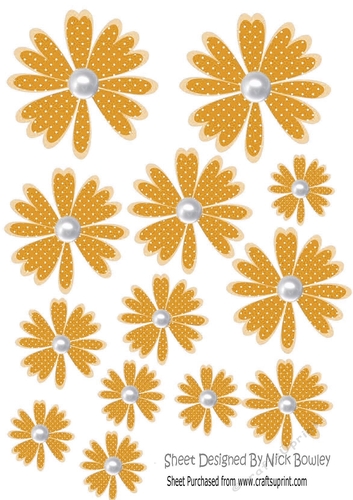 Pretty gold polkadot flower petals with pearls cutouts