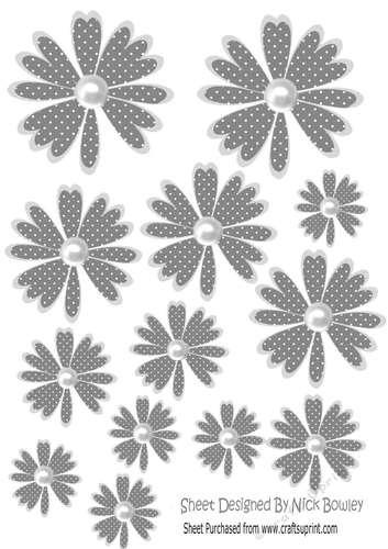Pretty silver polkadot flower petals with pearls cutouts