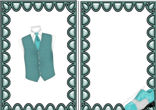 Lovely card front/insert mens accessories waistcoat shoes  in turq A5
