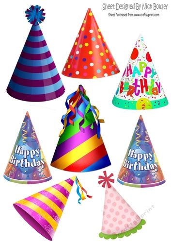 Lovely colourful birthday party hats collage cut outs