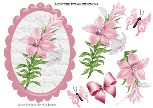 Pretty pink lilies with butterflies and bow topper