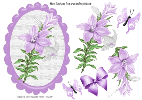 Pretty lilac lilies with butterflies and bow topper